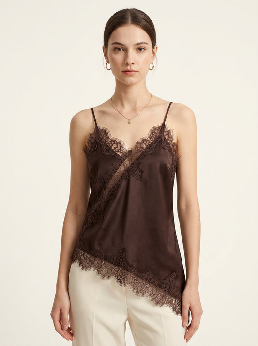 Chocolate brown lace camisole