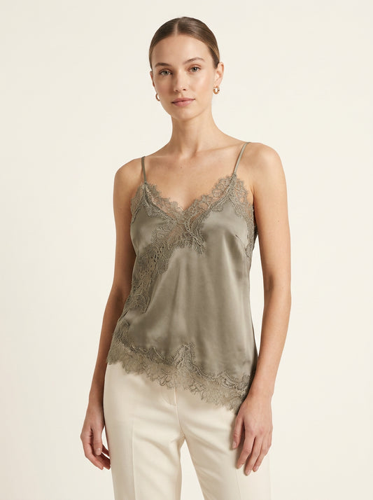 Khaki olive lace camisole
